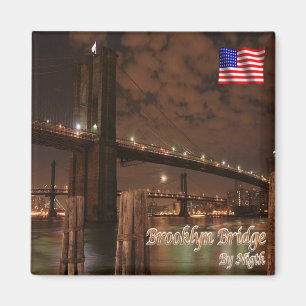 Aimant zUS113 PONT BROOKLYN par nuit, NYC, Réfrigérateur
