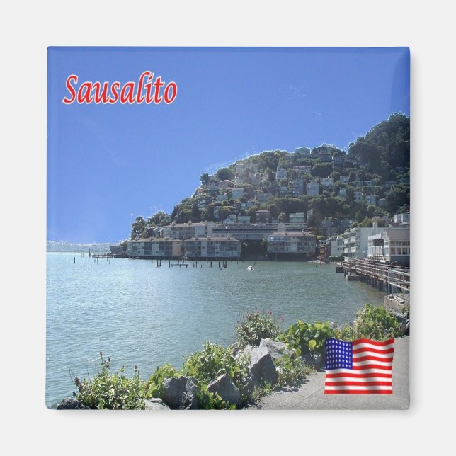 Aimant zUS197 SAUSALITO, Panorama, Californie, réfrigérat (Devant)
