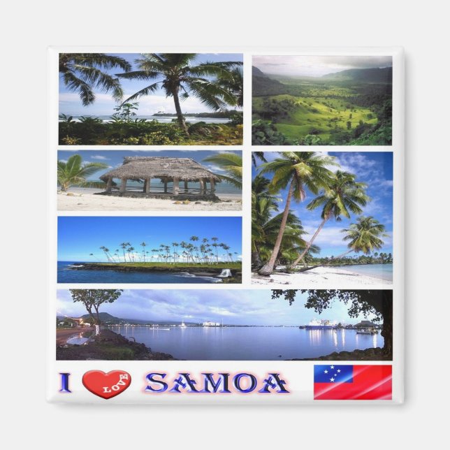 Aimant ZWS003 SAMOA I LOVE, Mosaïque, Océanie, Réfrigérat (Devant)