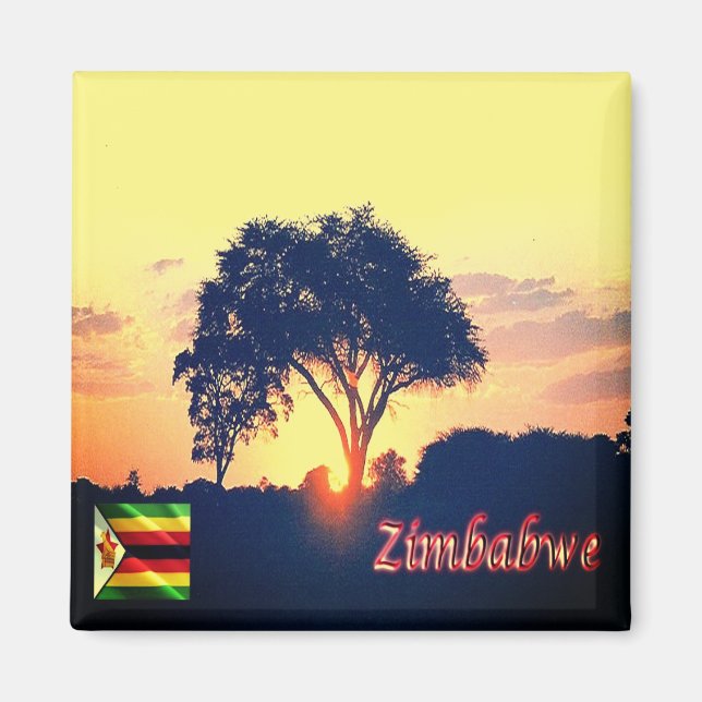 Aimant zZW018 ZIMBABWE, Coucher de soleil de Hwange, Afri (Devant)