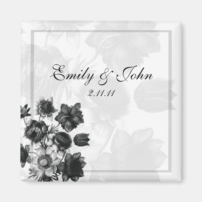 Aimants de Mariage Fleur Élégante Cadeaux de Fête (Devant)