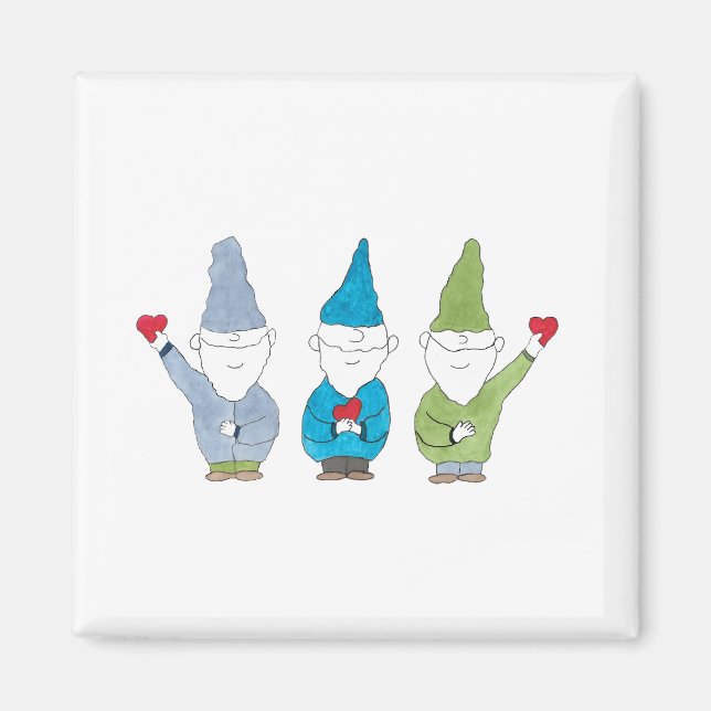 Aimants Gnomes Avec des Cœurs (Devant)