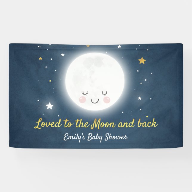 Aimé à la lune et à la bannière arrière de partie (Horizontal)