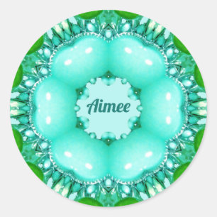 AIMEE ~ Bright Abstract Fractal Pattern ~ Classic  Round Sticker