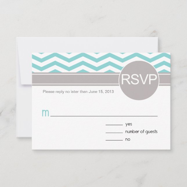 Aimee Chic Chevron RSVP | teal Card (Front)