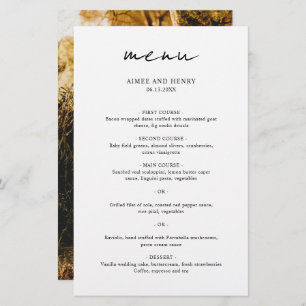 Aimee Rustic Script Modern Wedding Menu