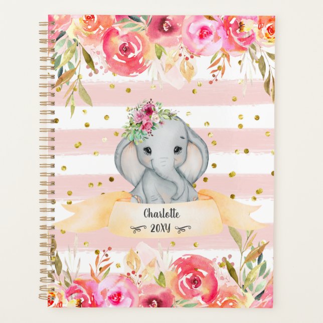 Aimer bébé éléphant rose fille Journal quotidien (Devant)