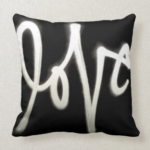 Aimer coussin graffiti - noir & blanc