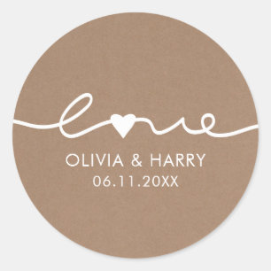 Aimer Mariage Favor Stickers Rustic Kraft