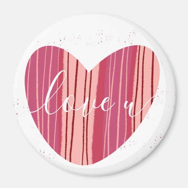 Aimer mignon U Rose Textile Aimant Coeur (Devant)