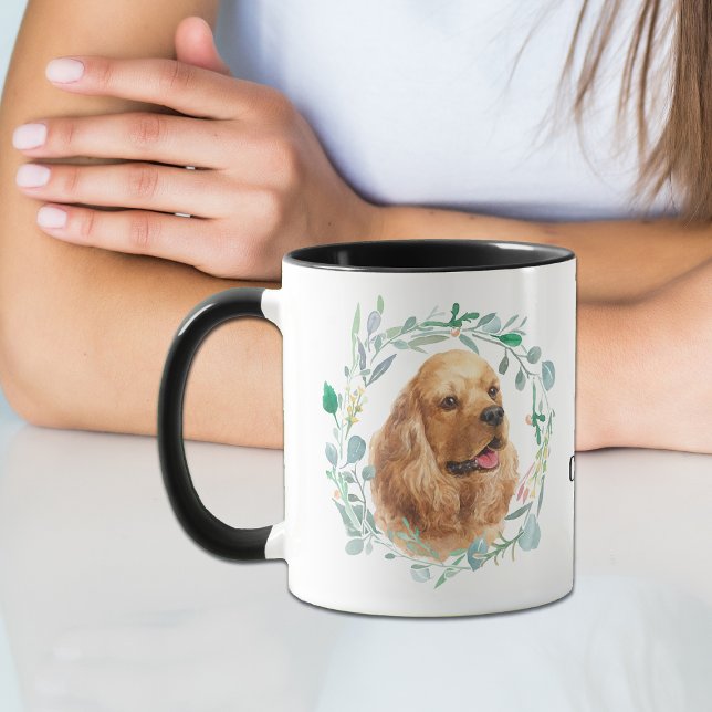 Aimer Mon Cocker Spaniel Wreath Coffee Mug (Créateur téléchargé)