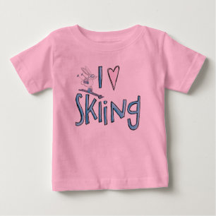 Aimer ski enfants mignon lapin skier tshirt
