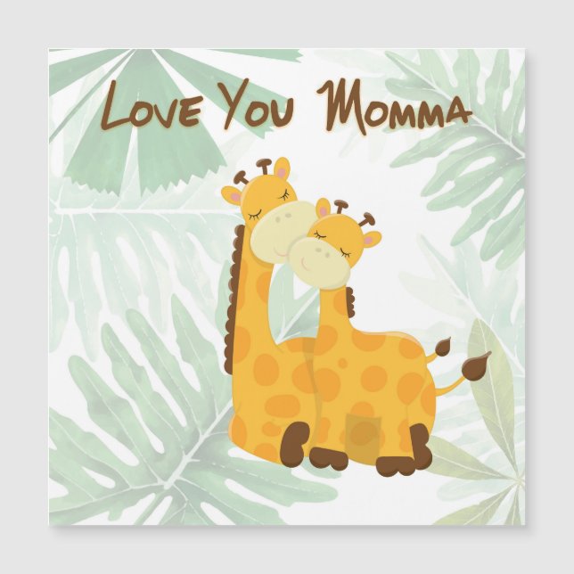 Aimez Maman Deux Giraffes Magnet de la fête des mè (Devant)