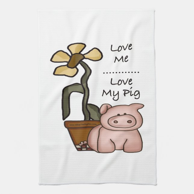 Aimez mes serviettes de cuisine de porc (Vertical)