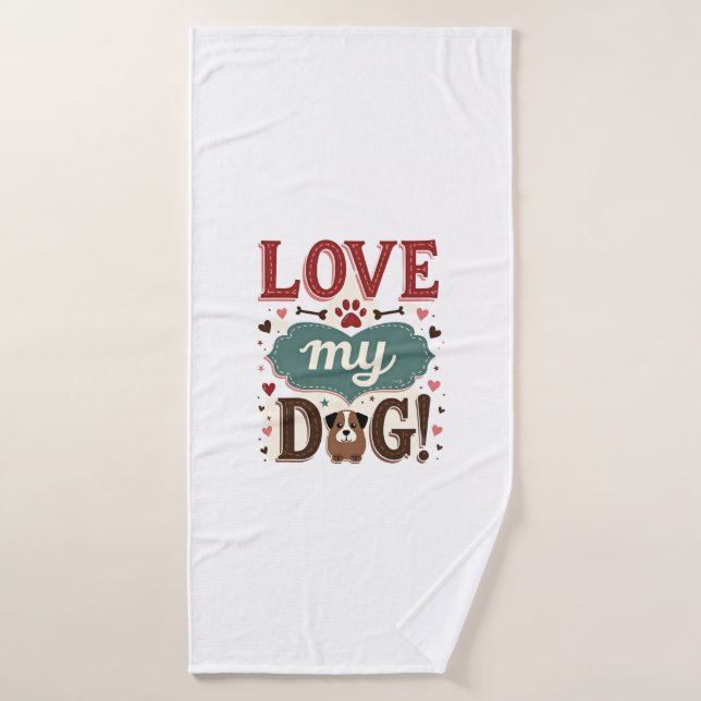 Aimez Moi Aimez Mon Chien Vintage Joli Empreinte D (Serviette de bain)
