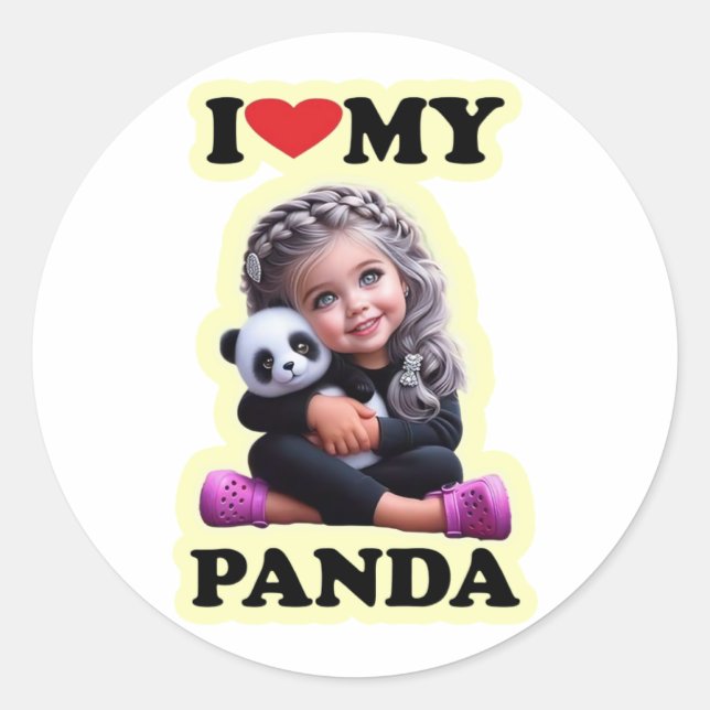 Aimez mon panda Classic Round Stickers (Devant)