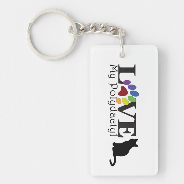 AIMEZ mon porte - clé Polydactyl de chat (Devant)