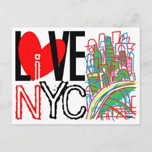 Aimez NYC & Vivre Dans NYC Carte Postale