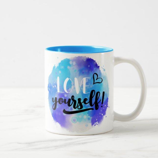 Aimez-vous Aquarelle Mug à café à deux tons (Droit)