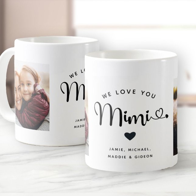 Aimez-vous Coeurs Mimi Personnalisé Deux Photo Mug (Créateur téléchargé)
