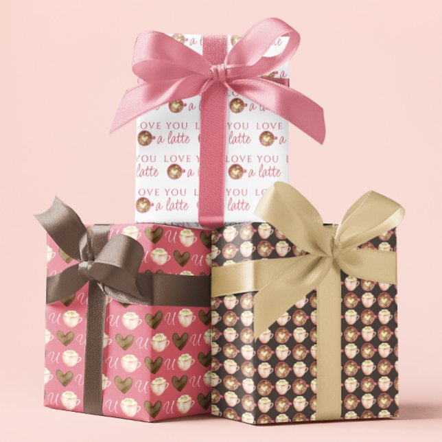 Aimez-Vous Un Feuillet Papier En Latte Enveloppant (Spread love this Valentine's Day with these, "Love you a latte" wrapping paper sheets! )