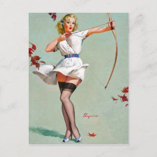 Aiming Pin Up Postcard