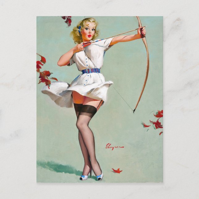 Aiming Pin Up Postcard (Front)