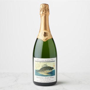 Ainame & Shima-hata - Hiroshige's Japanese Fish Sparkling Wine Label