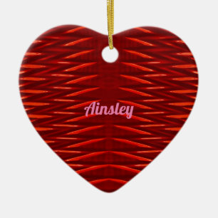 AINSLEY ~ VALENTINE HEART ~ Red Fractal ~ Ceramic Ornament