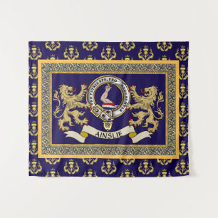 Ainslie Clan Badge Personalized Blue Tapestry