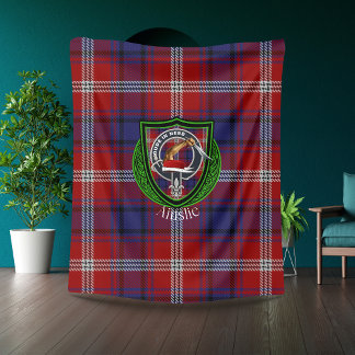 Ainslie Scottish Clan Tartan & Crest Fleece Blanket