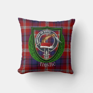 Ainslie Scottish Clan Tartan & Crest Throw Pillow