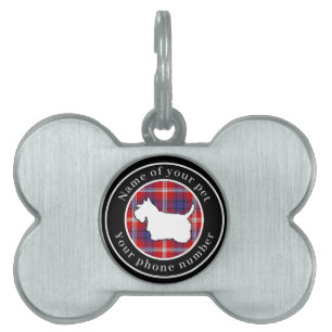Ainslie Tartan Scottie Dog Personalized Pet ID Tag