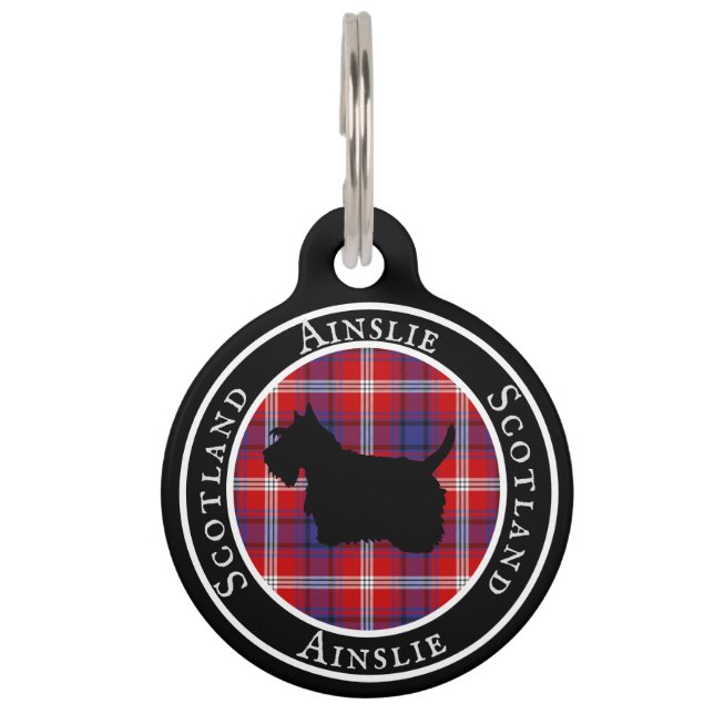 Ainslie Tartan & Scottie Dog Personalized  Pet Tag (Front)