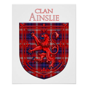 Ainslie Tartan Scottish Plaid Lion Rampant Poster