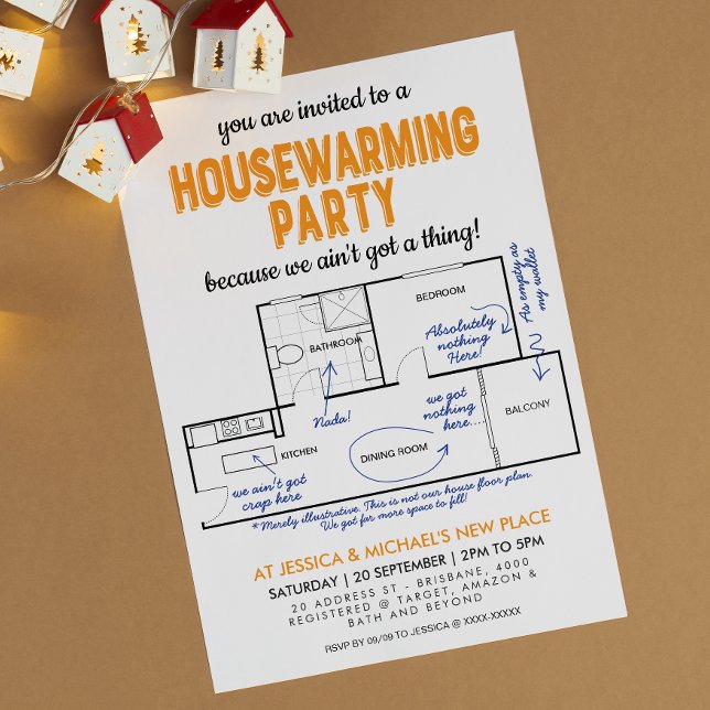 Ain't Got A Thing Funny Housewarming Party Invitation (The most honest house warming invitation you will find!)