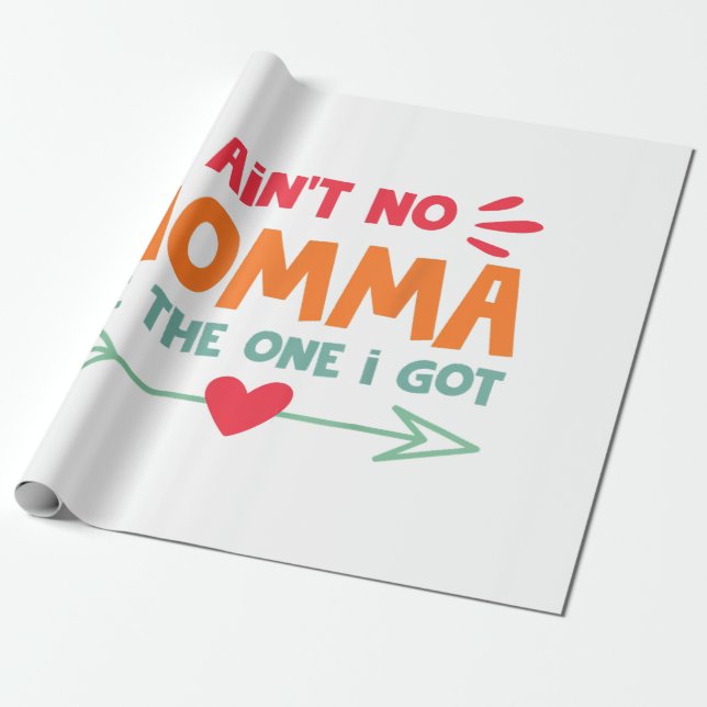 Ain't No Momma Like The One I Got Mom Love Retro V Wrapping Paper (Unrolled)