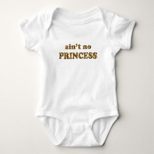 Ain't no princess   Fun Tiger Print Quote Baby Bodysuit