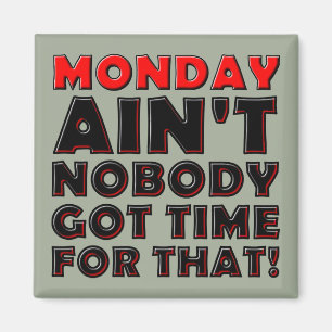 Ain't Nobody Got Time For Monday Funny Magnet