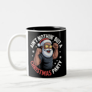 Ain't Nothing But A Christmas Party African Santa Two-Tone Coffee Mug