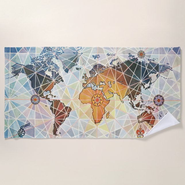 Air Afrique Map of the World Beach Towel (Front)