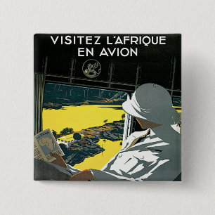 Air Afrique: Visitez L'Afrique en Avion 2 Inch Square Button