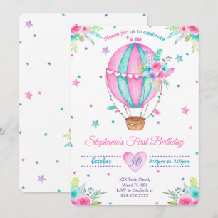 Air Ballon Birthday Invitations