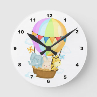 Air Balloon with Animals Nursery Wall Clock