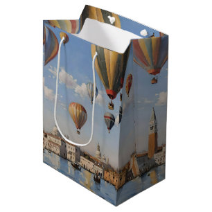 Air Ballooning Over Venice Oil Paint, Medium Gift Bag