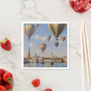 Air Ballooning Over Venice Oil Paint, Napkin