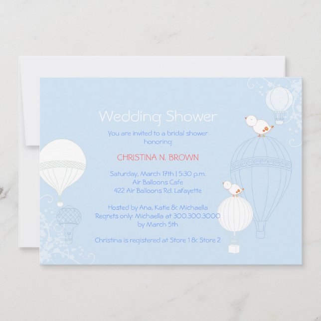 Air Balloons Baby Blue Bridal Shower Invitation (Front)