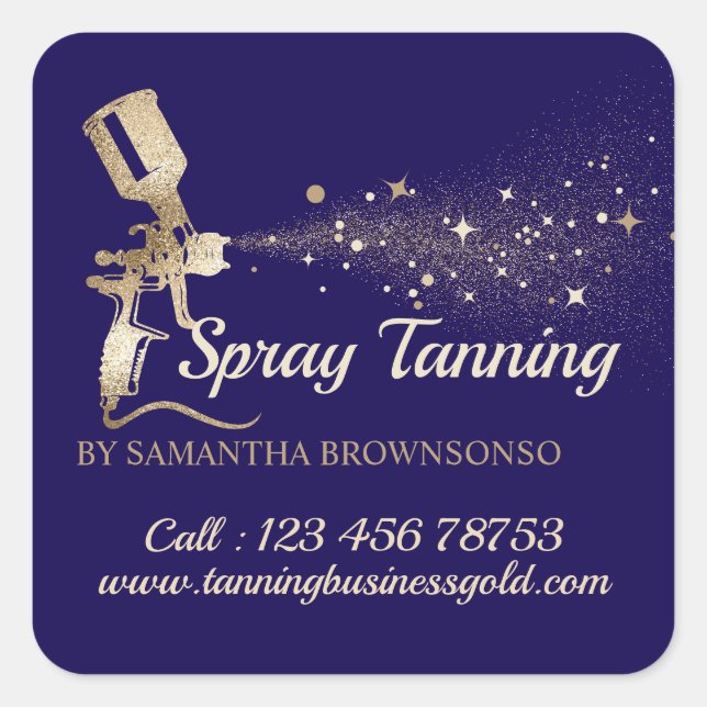 Air Brush Paint Spray Mobile Tanning navy Square Sticker (Front)