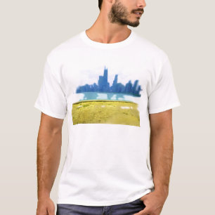 Air Brushed Chicago Skyline Art T-Shirt
