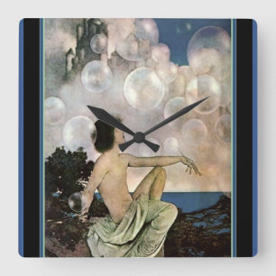 "Air Castles" by Maxfield Parrish Square Wall Clock